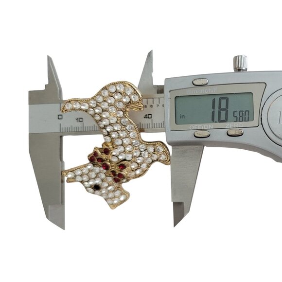 Monet Gold Tone Rhinestone Schnauzer Scottie Dog Brooch Pin, Signed K02 - Picture 7 of 8